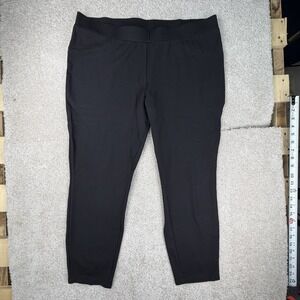 Lisa Rinna Pants Women's Size L Navy Black Knit Leggings Pant Pockets Pre-owned